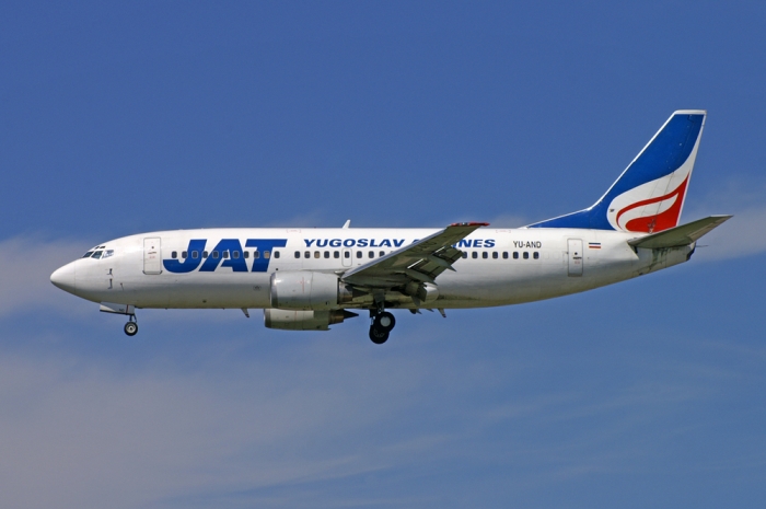 Flugzeugtyp: B737-300, Fluggesellschaft: JAT Jugoslvenski Aerotransport (JU/JAT), Kennzeichen: YU-AND, Flughafen: Frankfurt am Main, Datum: 19.August 2006, Bild: Steffen Remmel