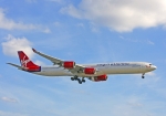 Flugzeugtyp: A340-600, Fluggesellschaft: Virgin Atlantic Airways (VS/VIR), Kennzeichen: G-VMIN, Flughafen: London Heathrow Airport, Datum: 04.Juli 2009, Bild: Steffen Remmel